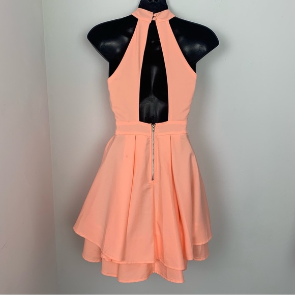 Lulus Peach Halter Layered Mini Dress - Picture 5 of 9